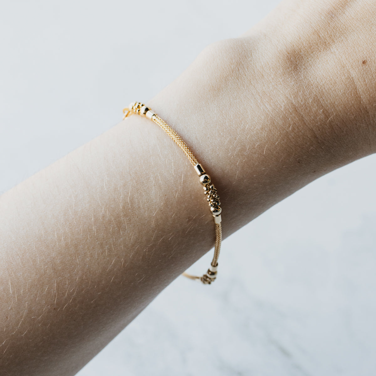 Bead & Mesh 18K Yellow Gold Bracelet