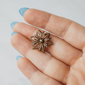 Victorian Seed Pearl Flower Brooch