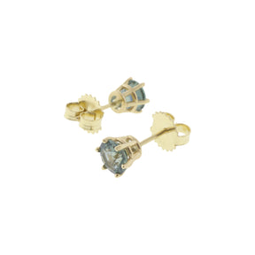 6-Prong Teal Sapphire Stud Earrings