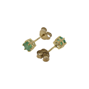 9K Yellow Gold Natural Emerald Stud Earrings