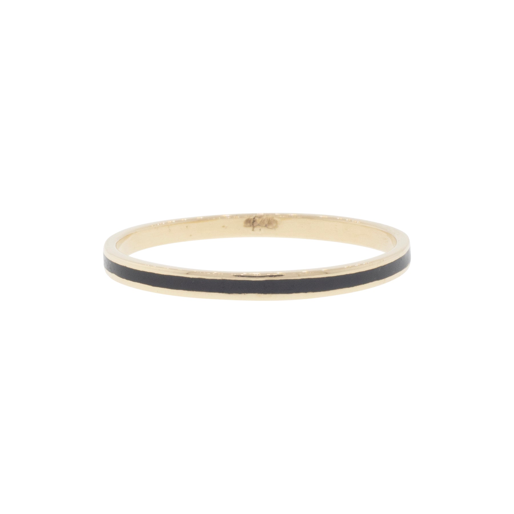 Thin Black Enamel Inlayed Wedding Band