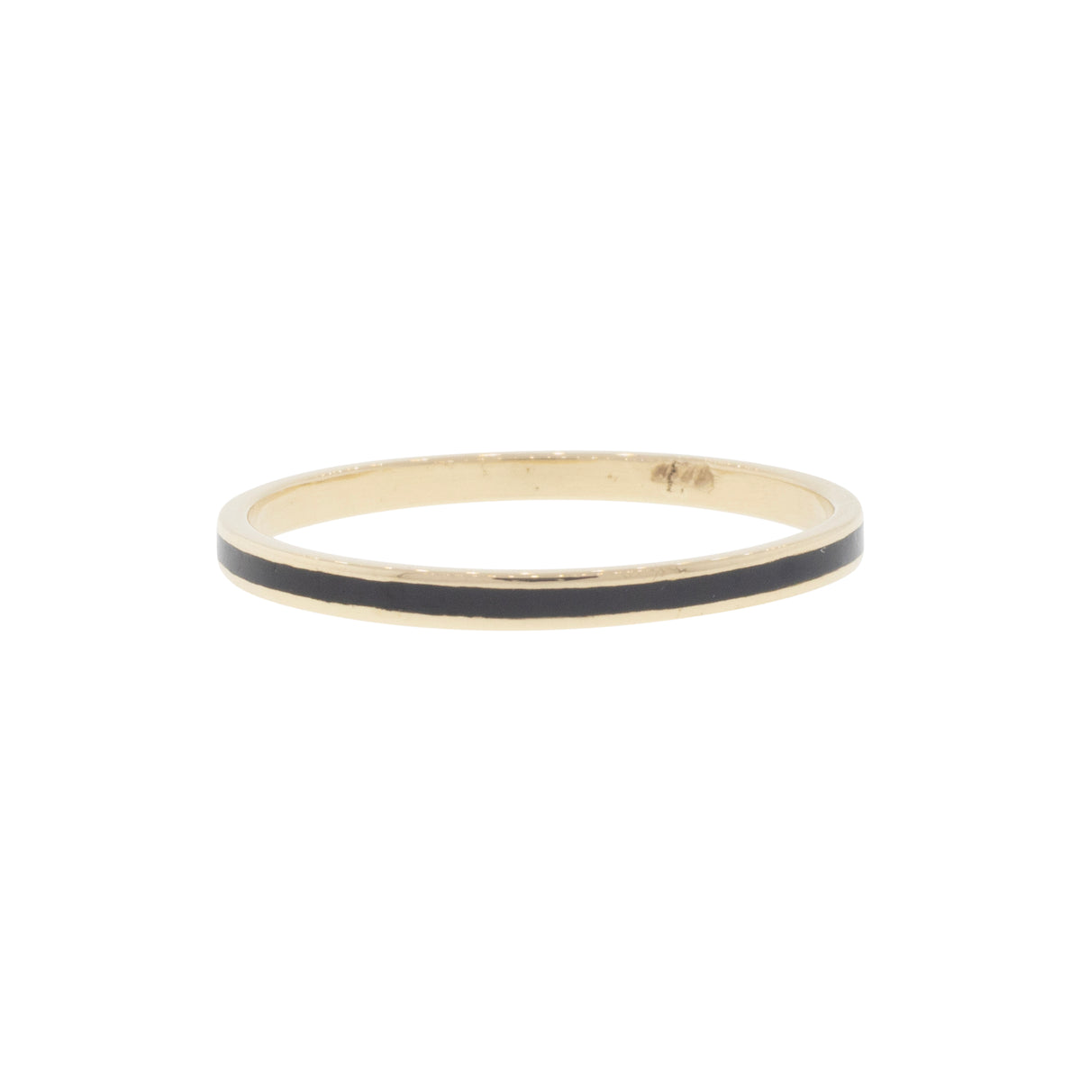 Thin Black Enamel Inlayed Wedding Band