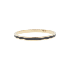 Thin Black Enamel Inlayed Wedding Band