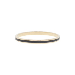 Thin Black Enamel Inlayed Wedding Band