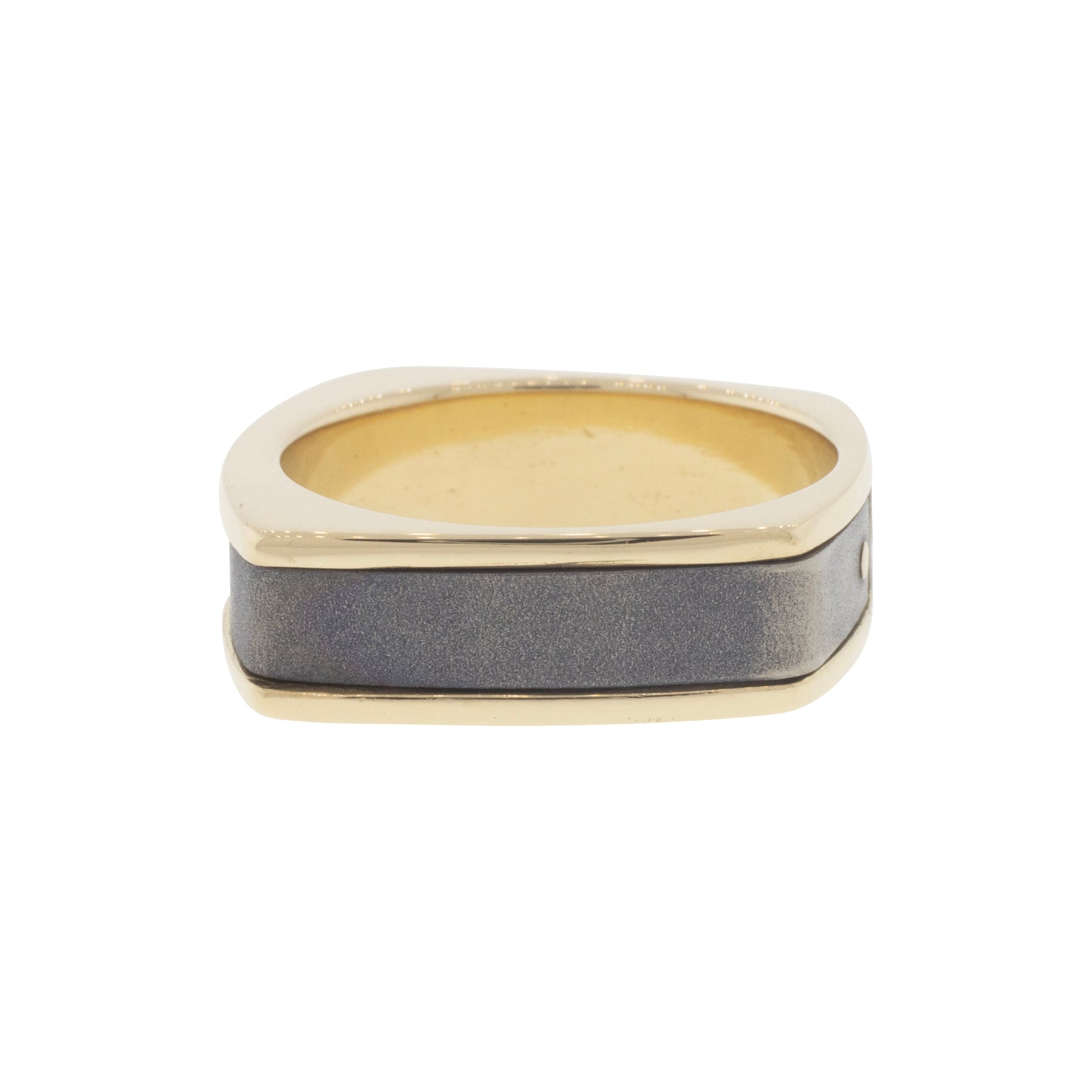 Meteorite and Yellow Gold Inlay Ring