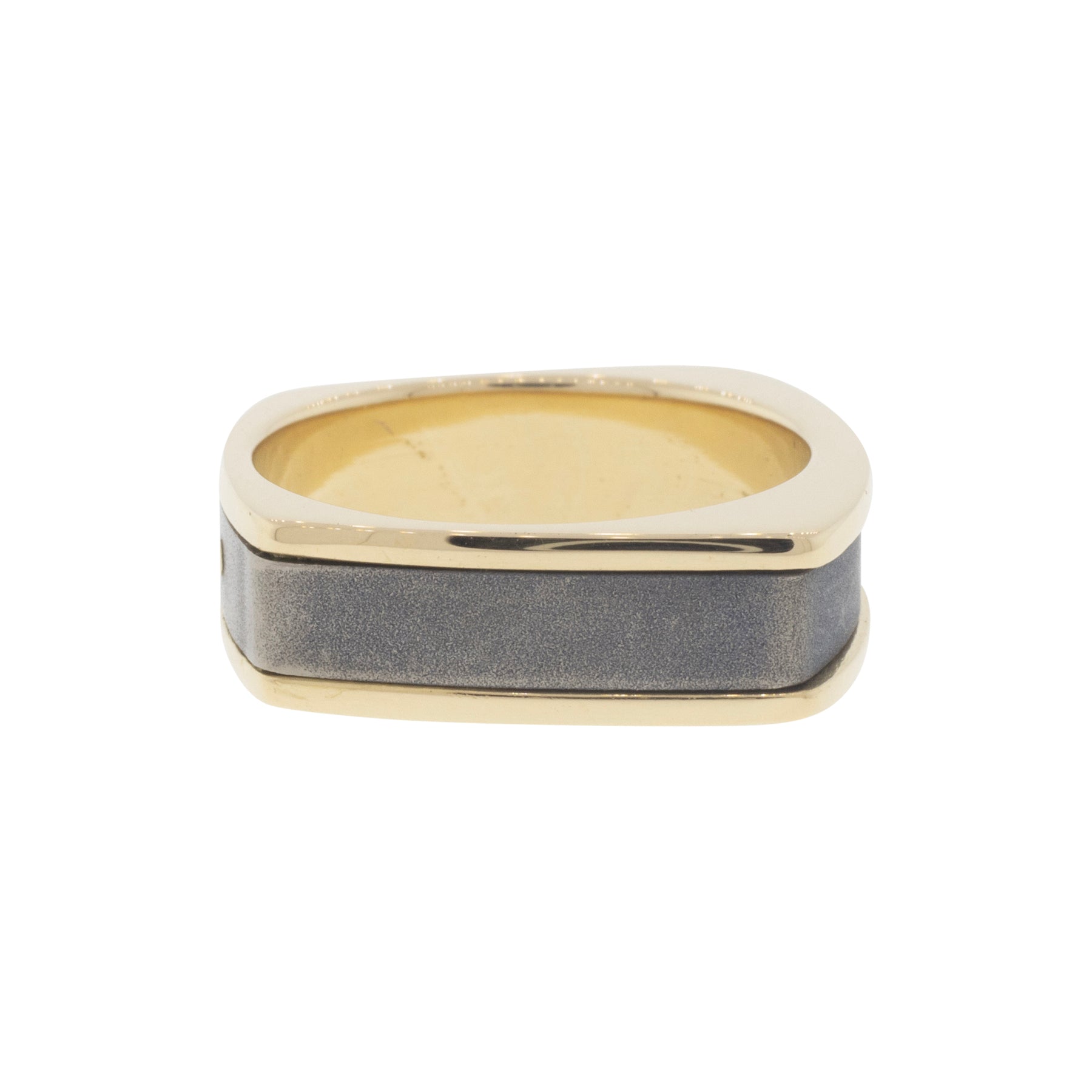 Meteorite and Yellow Gold Inlay Ring