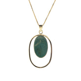 18K Yellow Gold Negative Space Turquoise Pendant Necklace