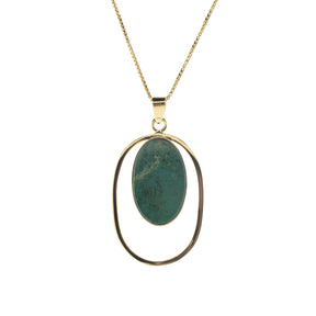 18K Yellow Gold Negative Space Turquoise Pendant Necklace