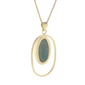 18K Yellow Gold Negative Space Turquoise Pendant Necklace