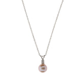 Diamond Accented Champagne Pink Pearl Necklace