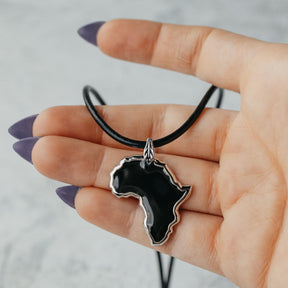 Sterling Silver Enameled African Pendant Necklace