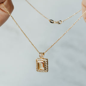 Emerald Cut Citrine Pendant Necklace