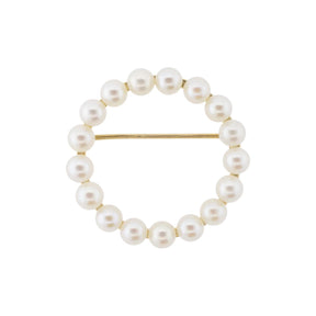 14K Yellow Gold Akoya Pearl Open Ring Brooch/Pin