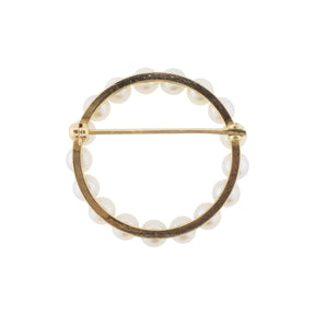 14K Yellow Gold Akoya Pearl Open Ring Brooch/Pin