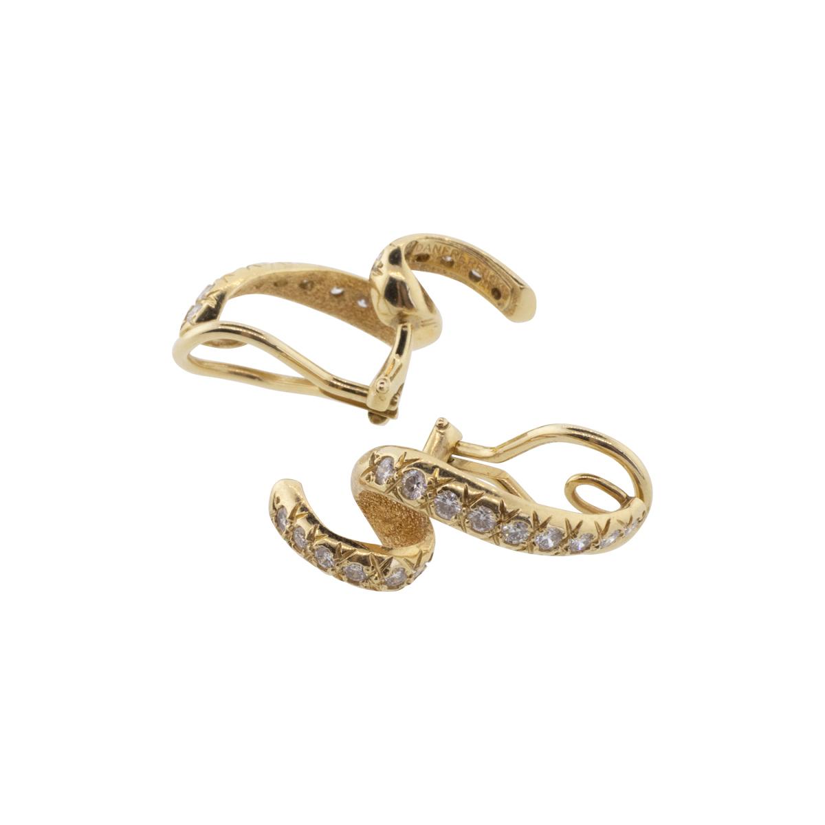 14K Yellow Gold Corkscrew Diamond Earrings