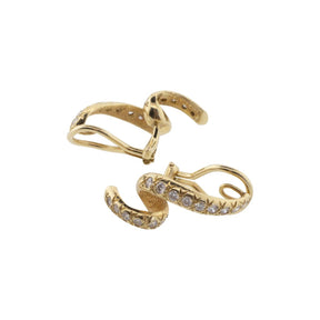 14K Yellow Gold Corkscrew Diamond Earrings