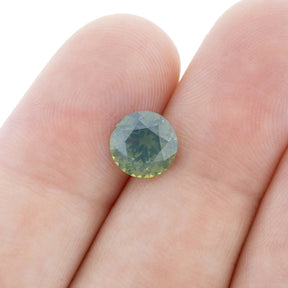 2.15ct Round Cut Opalescent Green Madagascar Sapphire