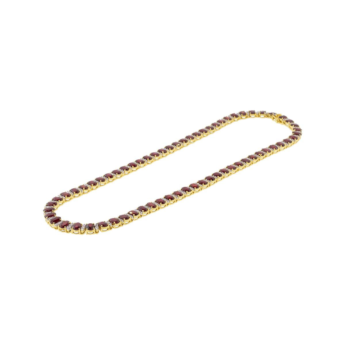 18k Gold 34.66ctw Ruby and Diamond Necklace