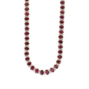 18k Gold 34.66ctw Ruby and Diamond Necklace