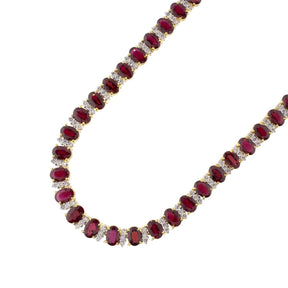 18k Gold 34.66ctw Ruby and Diamond Necklace