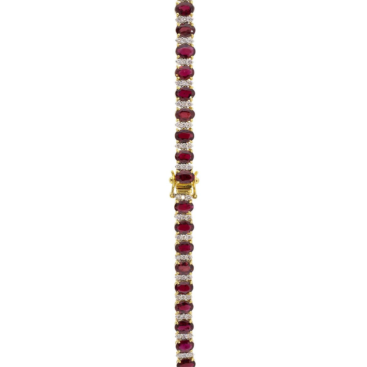 18k Gold 34.66ctw Ruby and Diamond Necklace