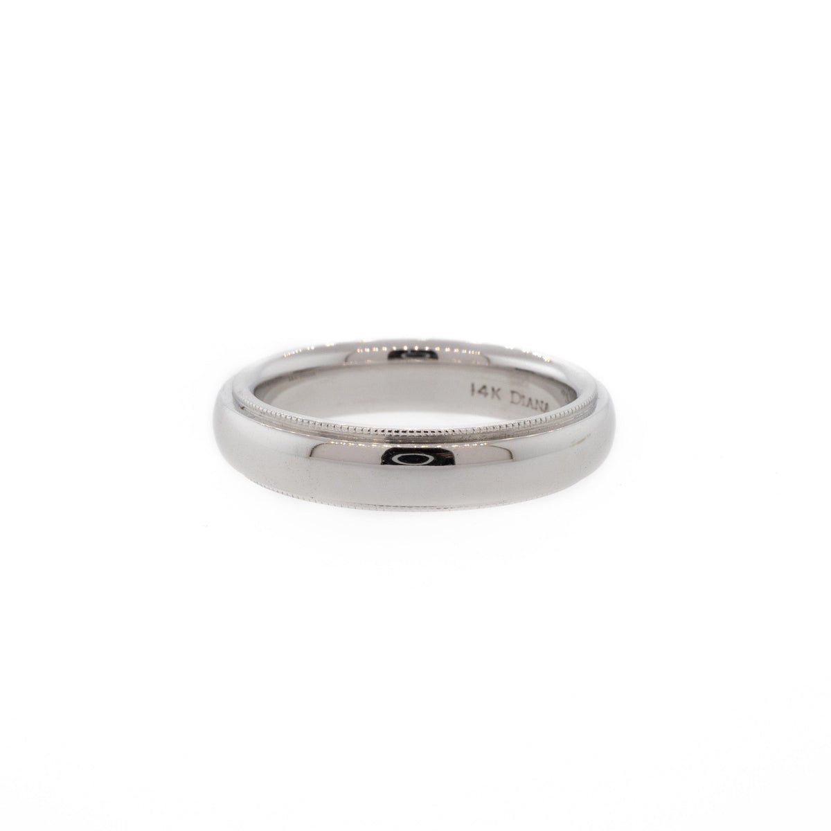 Milgrain 14K White Gold Wedding Band -