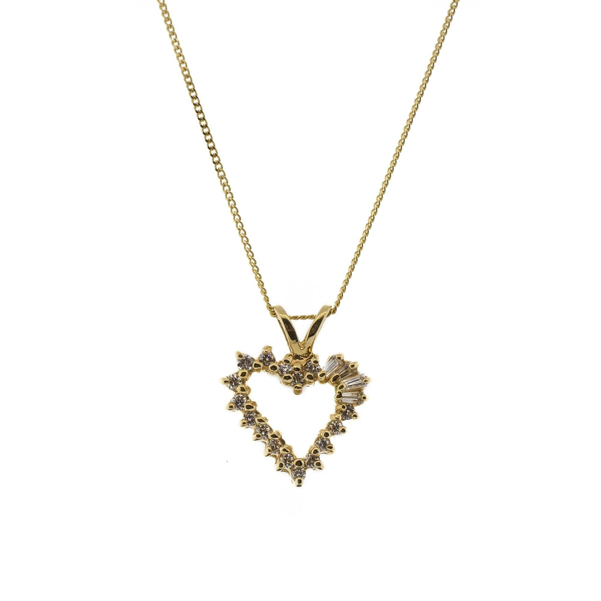 Mixed Cut Diamond Heart Pendant Necklace