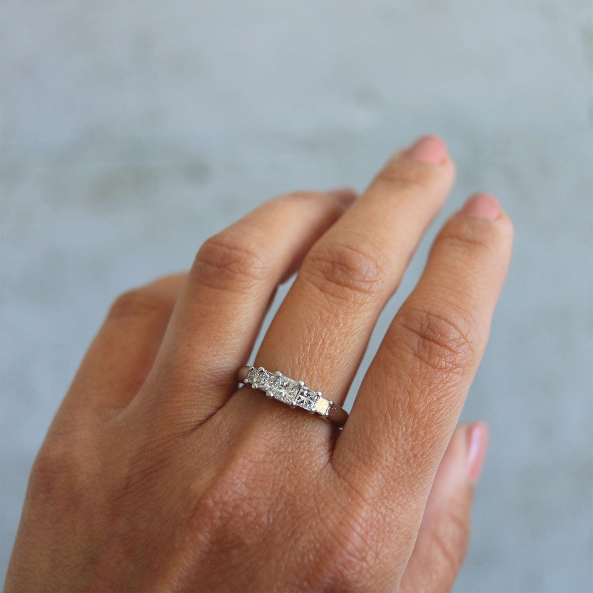 Princess-Cut Tiered Five Stone Diamond Ring