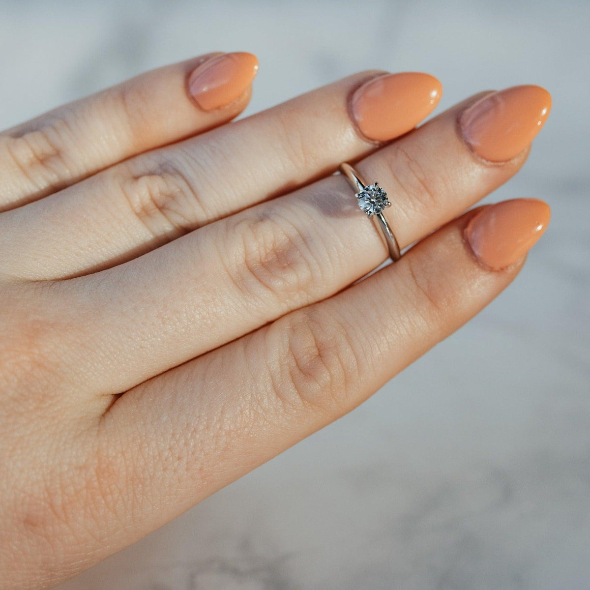 Round Brilliant Cut Diamond Solitaire White Gold Ring -