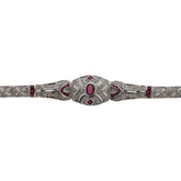 Ruby and Diamond Art Deco Style 14K White Gold Bracelet