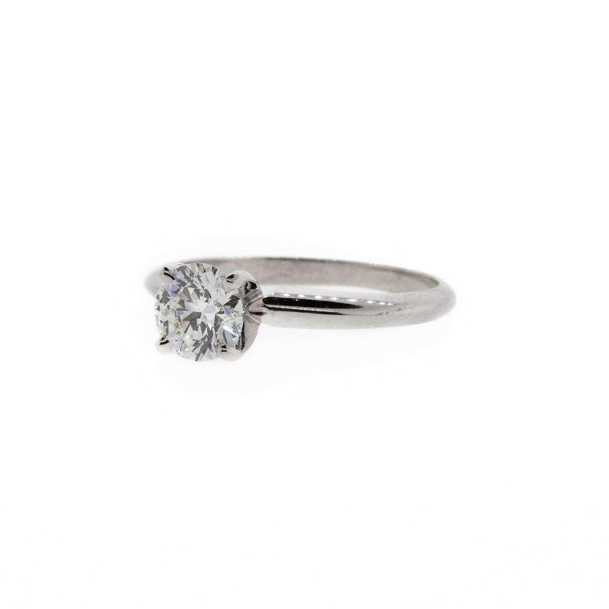 Traditional Four-Prong Diamond White Gold Solitaire Ring