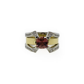 Two-Tone Gold Pink Tourmaline & Diamond Ring