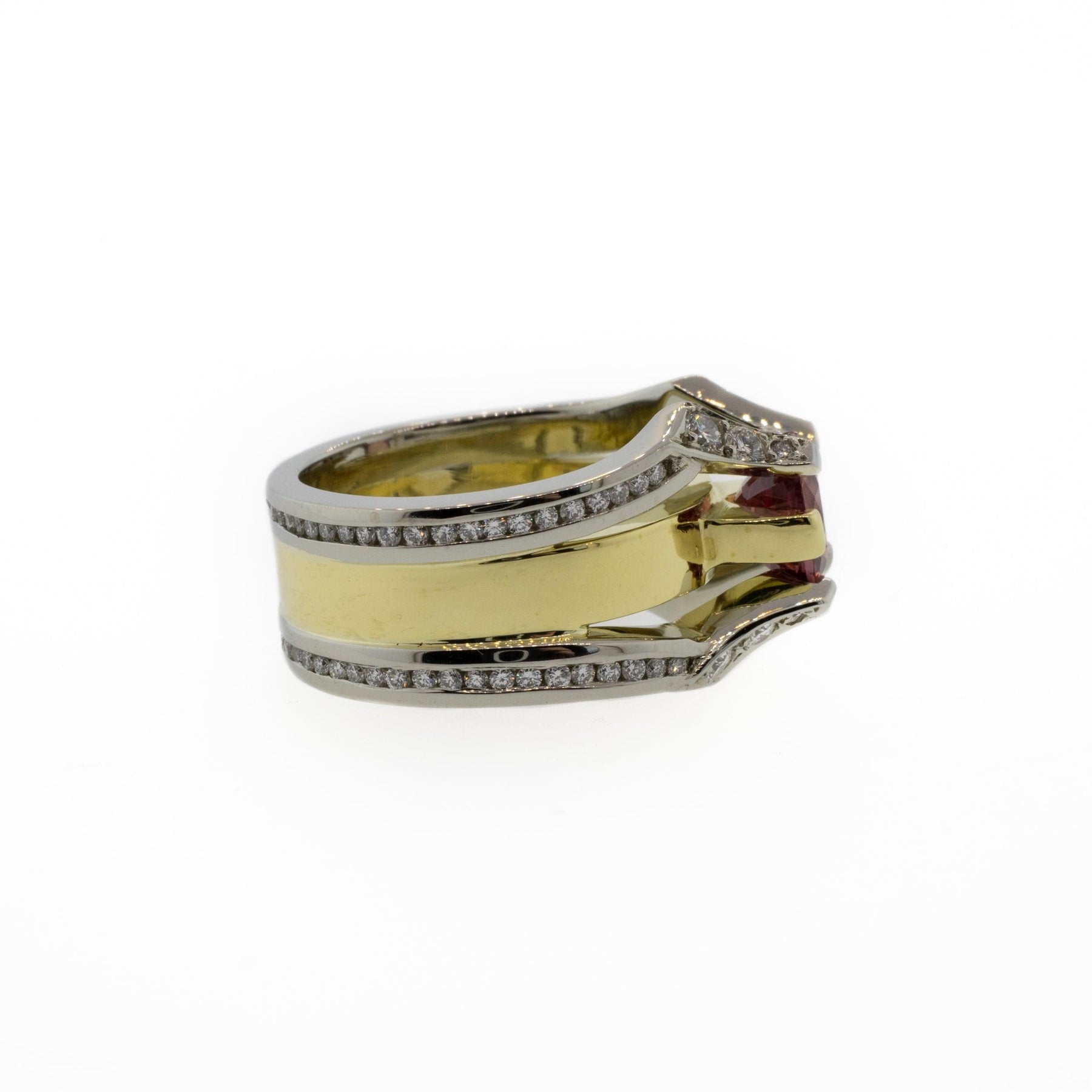 Two-Tone Gold Pink Tourmaline & Diamond Ring