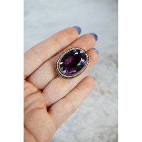 Victorian Oval Amethyst & Seed Pearl Brooch