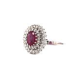 White Gold Natural Ruby & Diamond Double Halo Ring