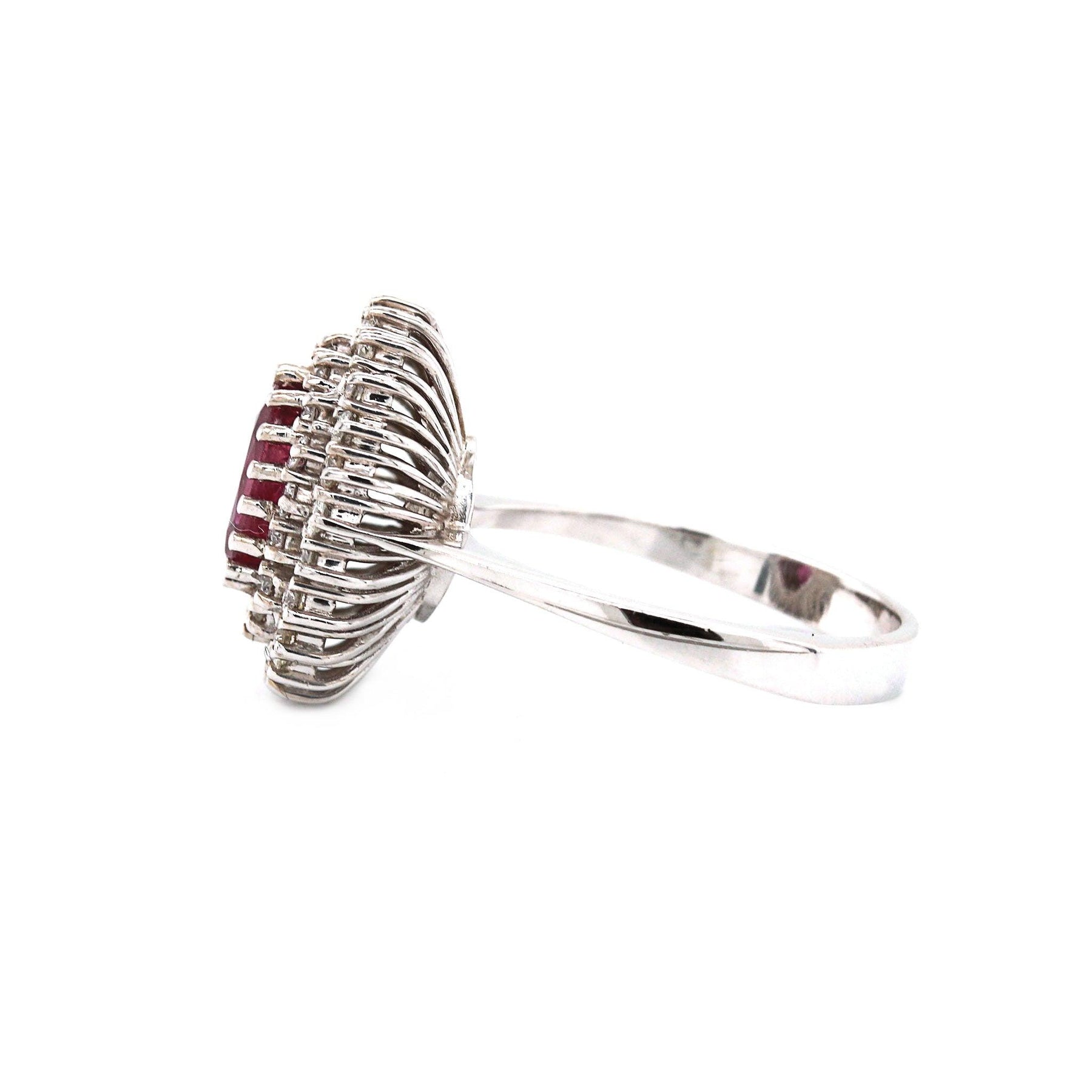 White Gold Natural Ruby & Diamond Double Halo Ring