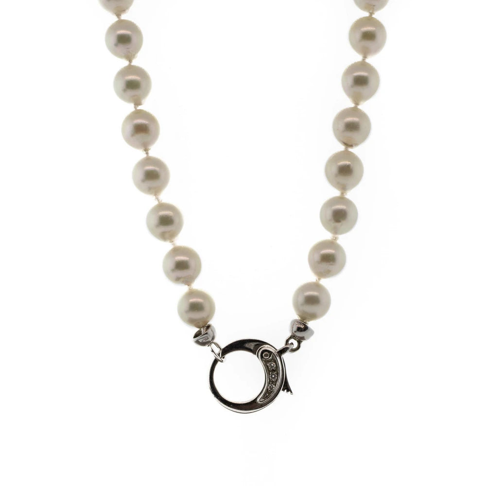 Akoya Pearl Necklace With White Gold & Diamond Clasp