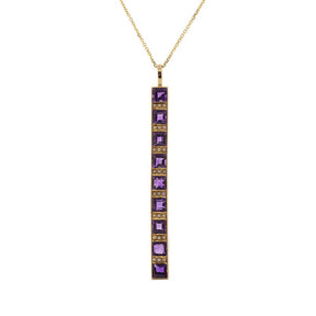 14K Yellow Gold Converted Amethyst & Seed Pearl Pendant With Cable Chain