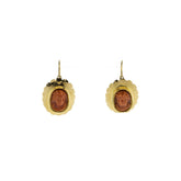 Antique Croatian Coral Cameo Dangle Hook Earrings