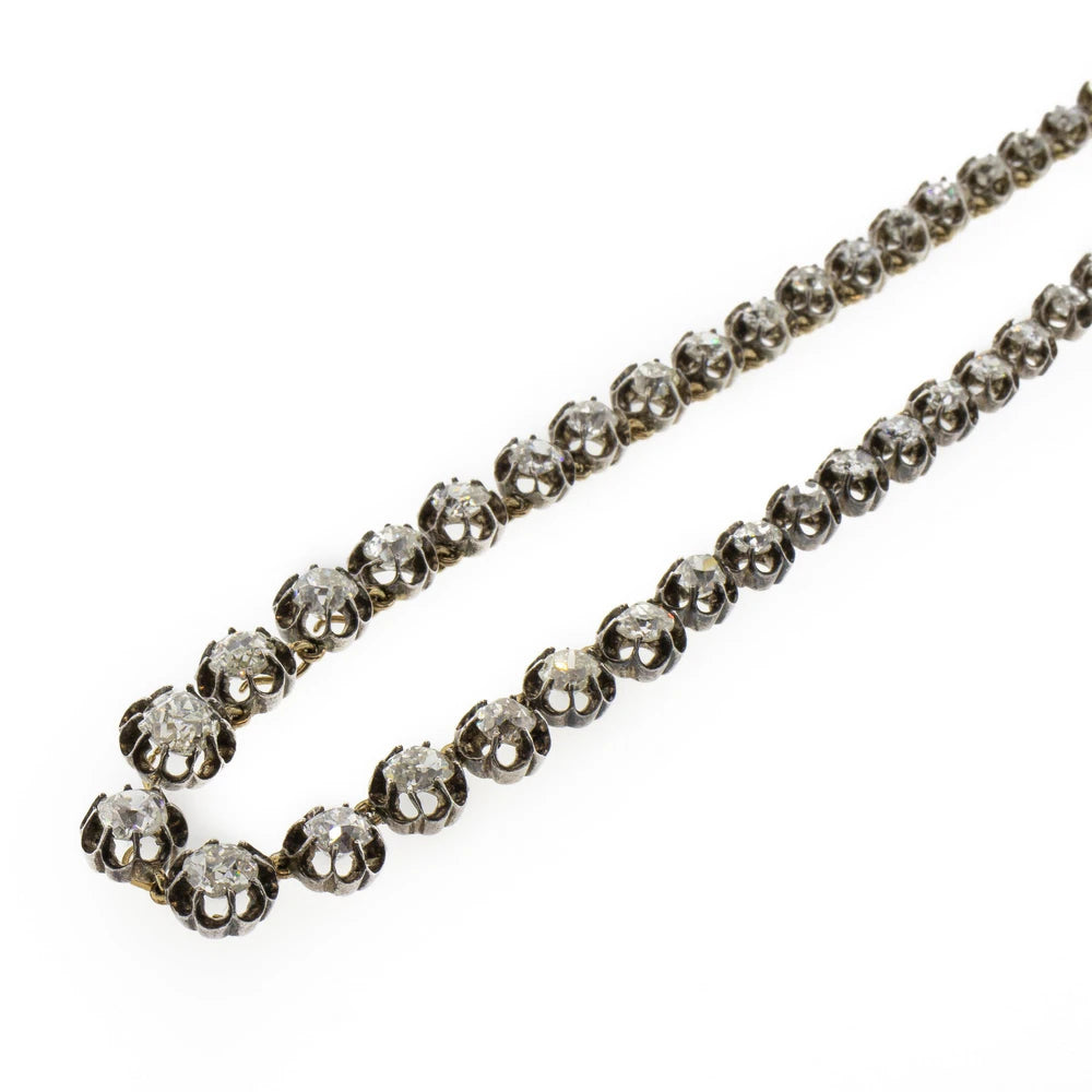 Genuine Antique Georgian Old Mine Diamond Riviere Necklace