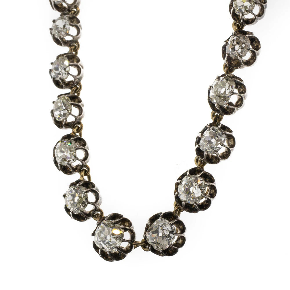Genuine Antique Georgian Old Mine Diamond Riviere Necklace