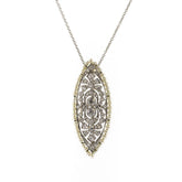 Art Deco Diamond & Pearl Platinum & Yellow Gold Brooch Necklace