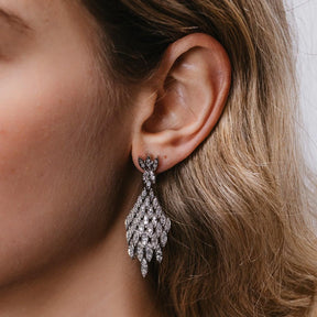 Art Deco Diamond Waterfall Dangle Earrings