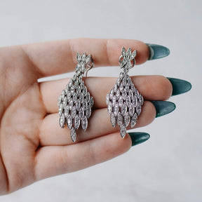 Art Deco Diamond Waterfall Dangle Earrings