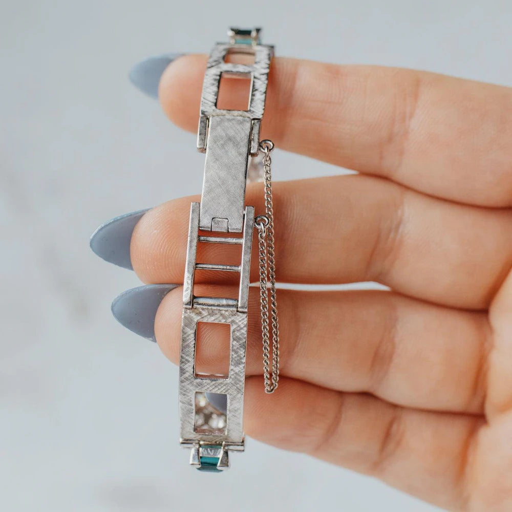 Platinum, 18K, And 9K White Gold Assembled Art Deco Indicolite Diamond Bracelet