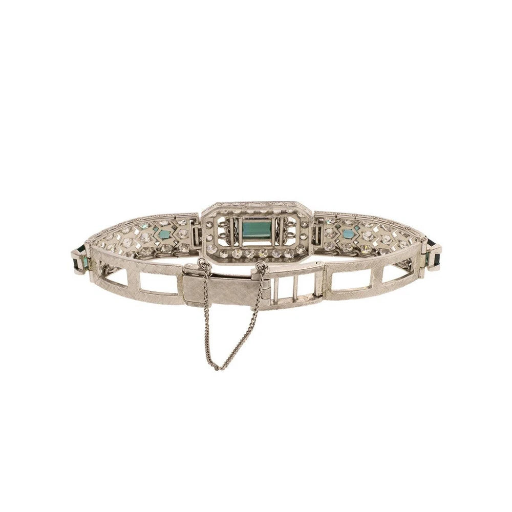 Platinum, 18K, And 9K White Gold Assembled Art Deco Indicolite Diamond Bracelet