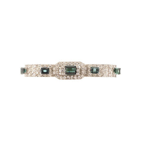 Platinum, 18K, And 9K White Gold Assembled Art Deco Indicolite Diamond Bracelet