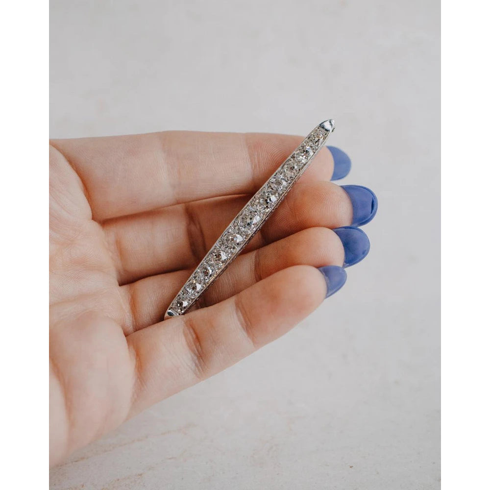 Art Deco Old Mine Cut Diamond Platinum Brooch