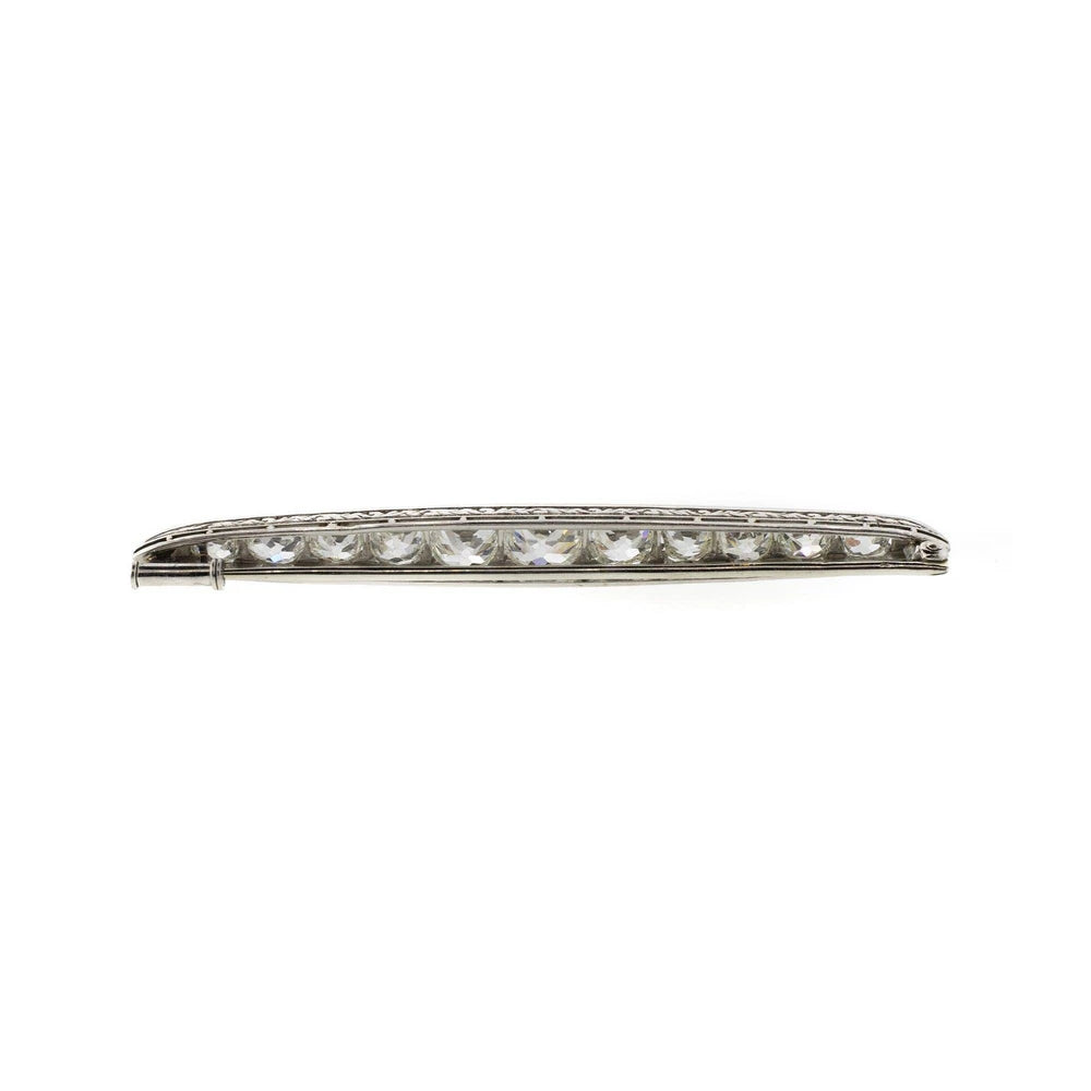Art Deco Old Mine Cut Diamond Platinum Brooch