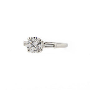 Art Deco Three Stone Round Brilliant & Baguette Diamond Ring